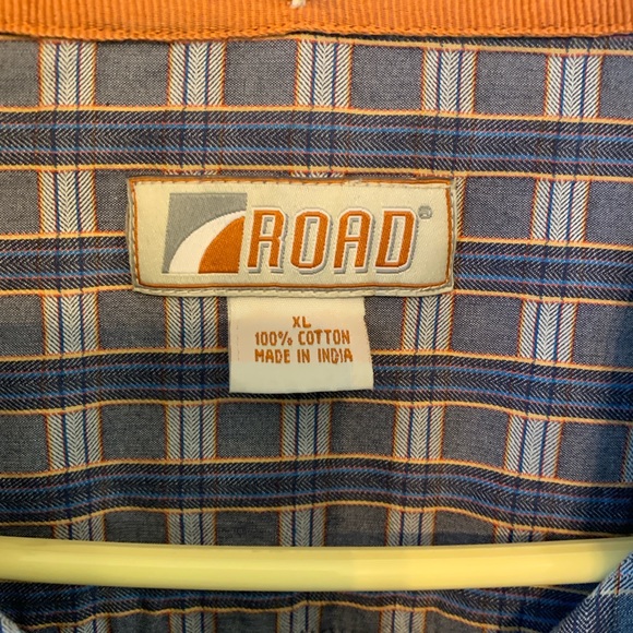 ROAD Blue & Orange Checkered Button Up - Picture 2 of 5